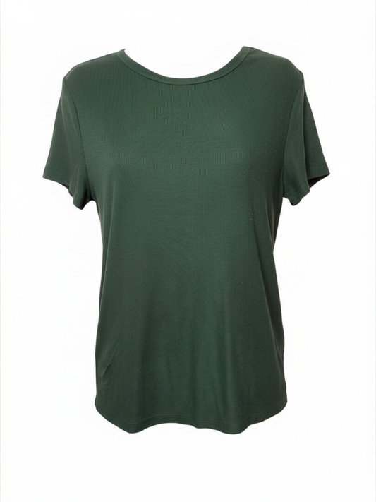 Forest Green Ribbed Tee (Size L / 11–13)