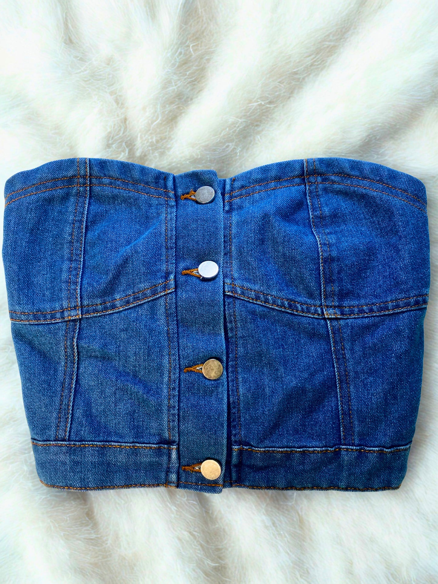 Denim Bustier Tube Top (Size M) — Brand New