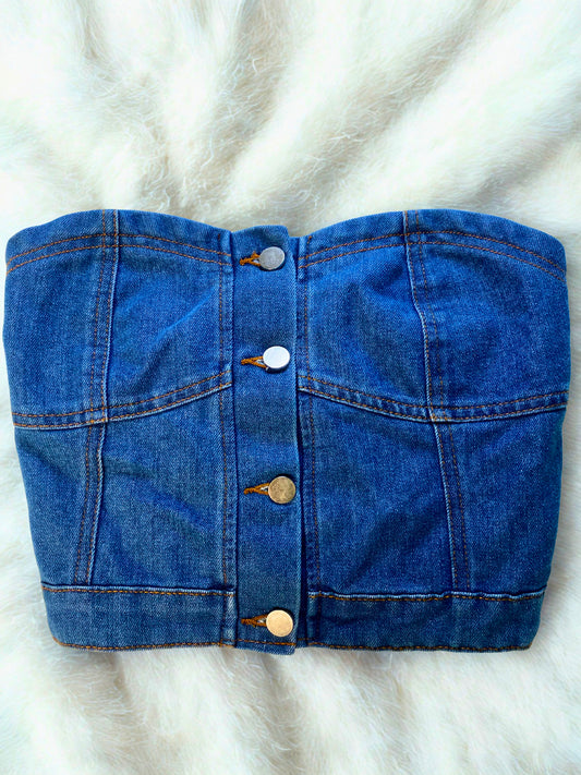 Denim Bustier Tube Top (Size M) — Brand New