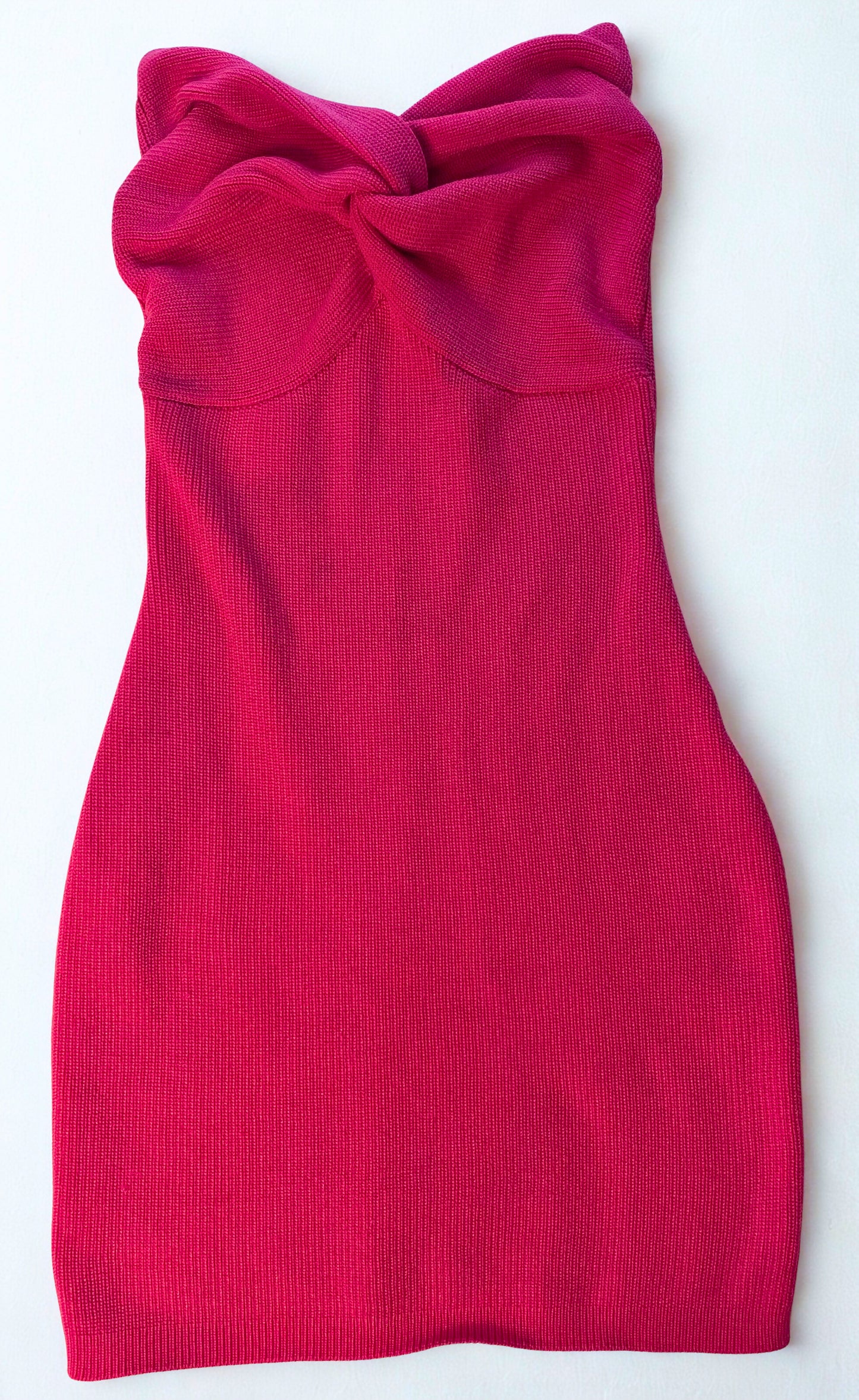 Hot Pink Strapless Knit Bodycon Dress (Size S)