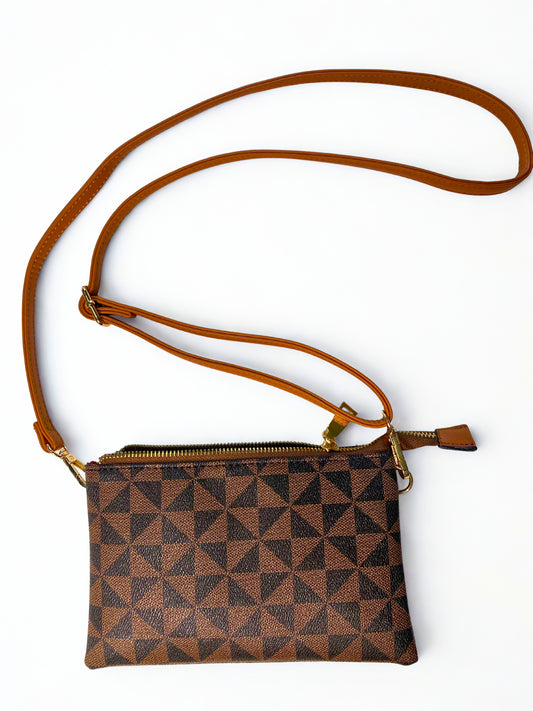 Geometric Print Crossbody Purse — Brand New